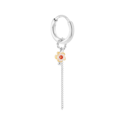 Chain flower hoop silver