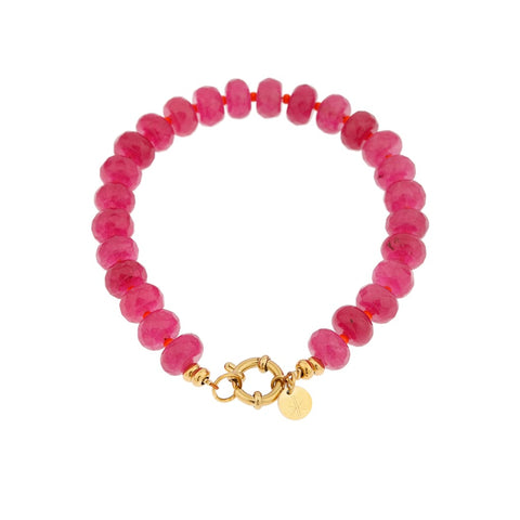 Magenta jade bracelet gold