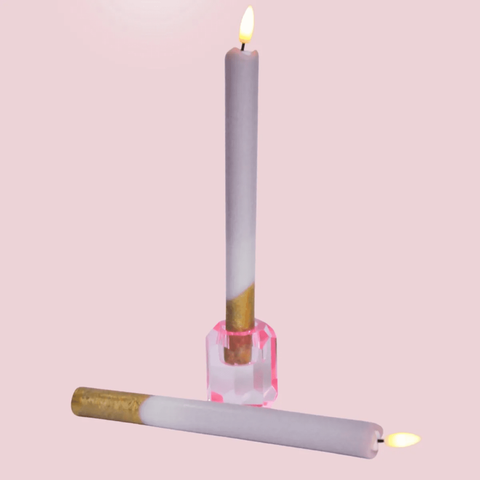 LED pillar kaars Lilac gold