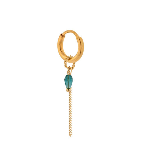 Single chain green drop hoop gold