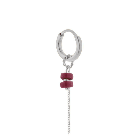 Single chain magenta hoop silver