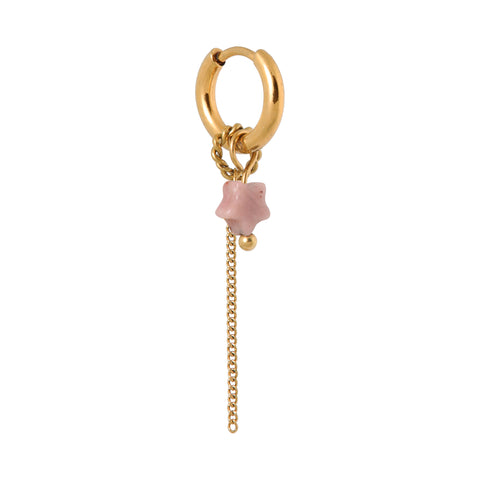 Single Chain pink star hoop gold