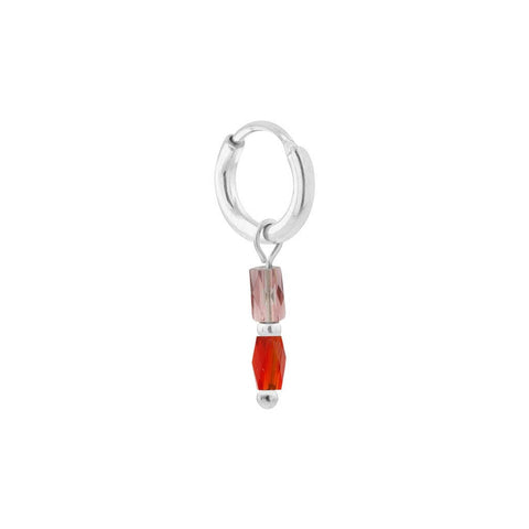 Single terra red hoop silver