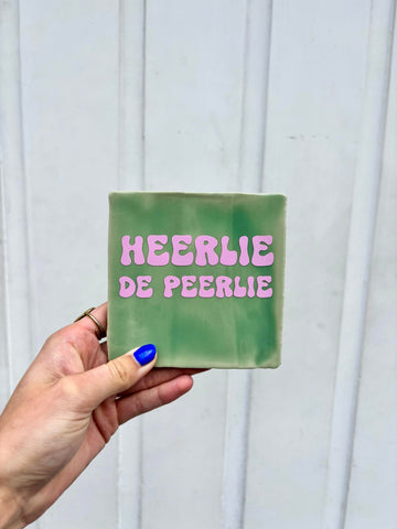 Tegel - Heerlie de peerlie - groen roze