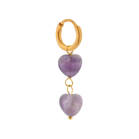 Single purple hearts hoop gold
