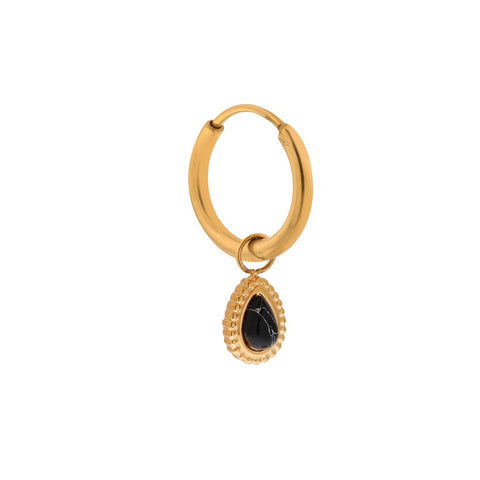 Single noir hoop gold