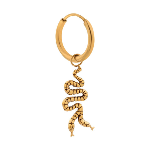 Single silly snake hoop gold