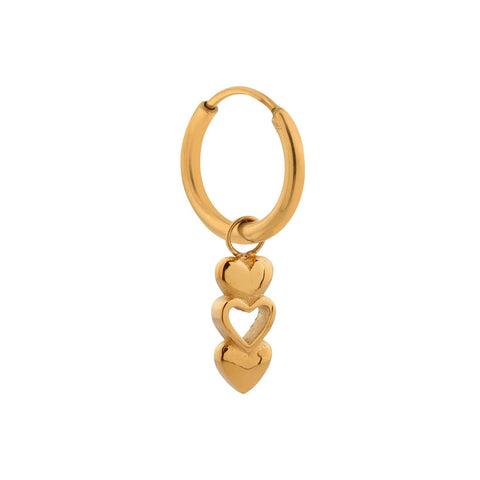 Single open heart hoop gold