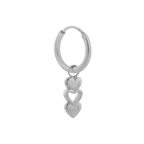 Single open heart hoop silver
