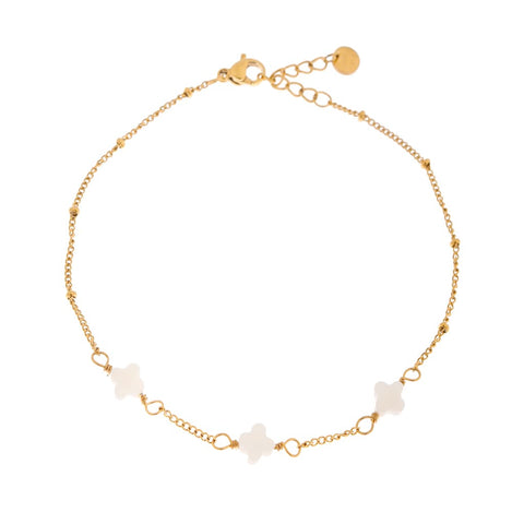 White clover anklet gold