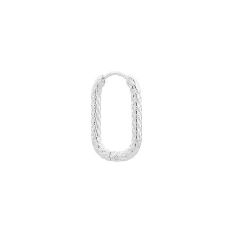 Single oval hilly hoop silver