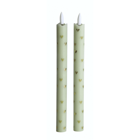 LED pillar kaars hearts green