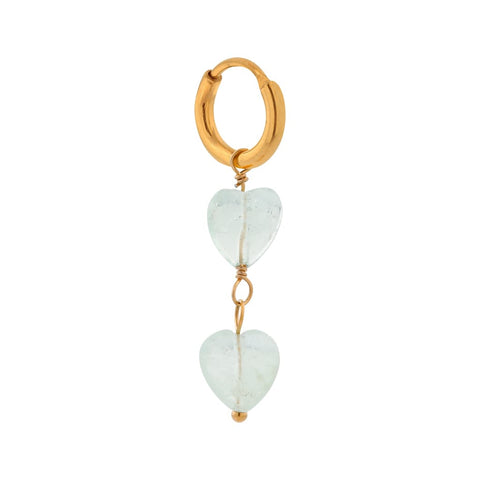 Single Fluorite heart hoop gold