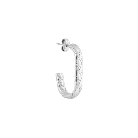 Single oval braid hoop silver