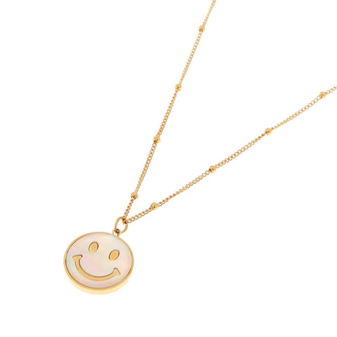 Shiny smiley necklace gold