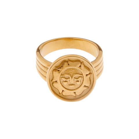 Smiling sun ring gold