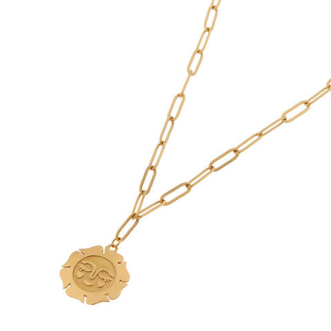 Smiling sun necklace gold
