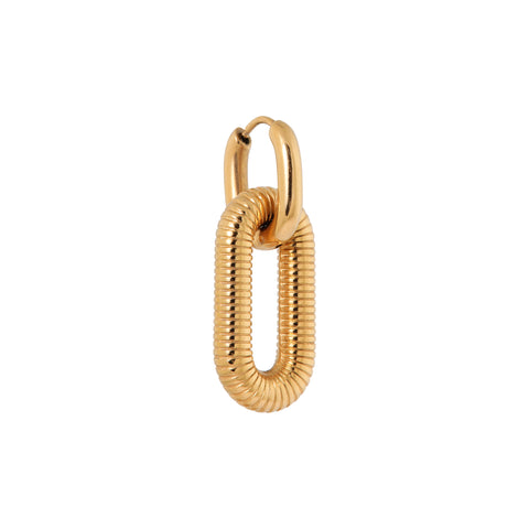 Single oval stripe hoop gold