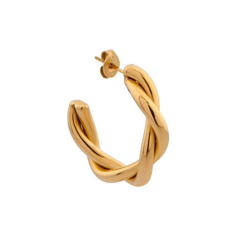 Single big braided hoop gold