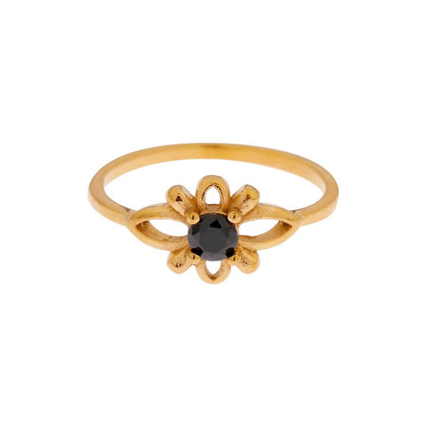 Black flower ring gold