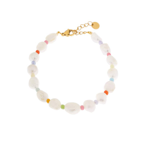 Colorful pearl bracelet gold