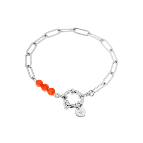 Orange dot bracelet silver