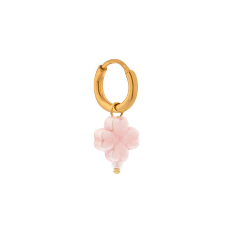 Single Pink Clover Hoop Gold