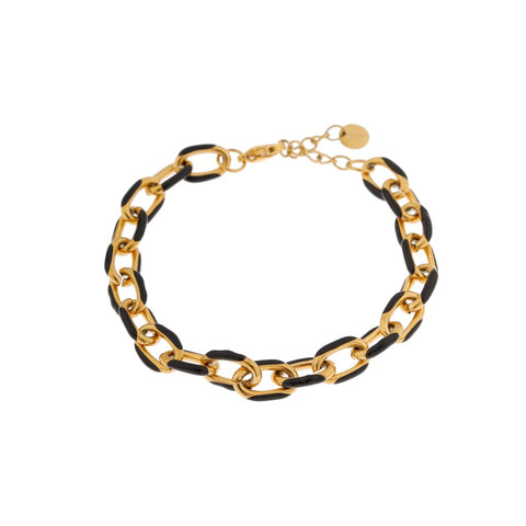 Black chain bracelet gold