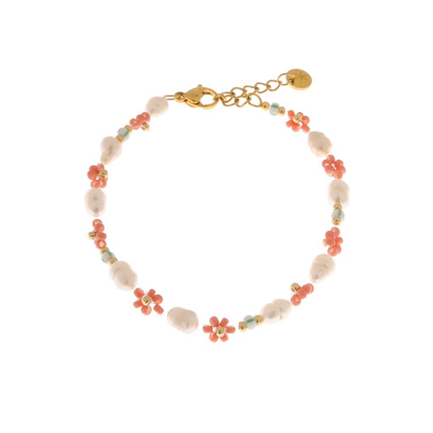 Coral flower bracelet gold