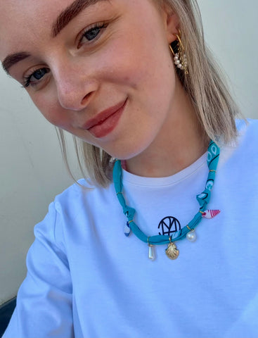 Geknoopte bandana ketting - Blauw