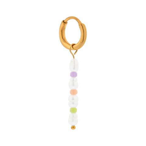 Colorful pearl hoop gold