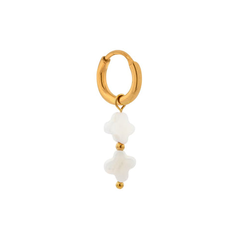 Single white clover hoop gold