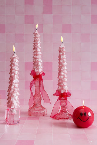 LED X-mas tree candle pink