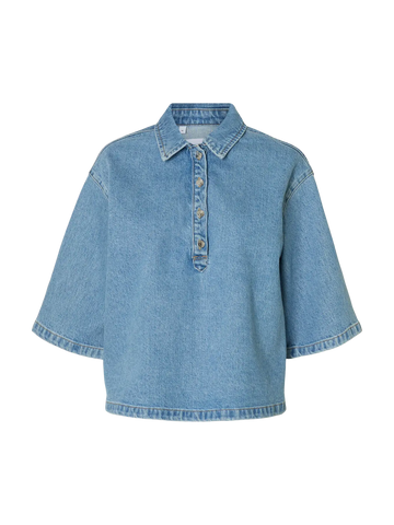 SLFLIVA - kori 2/4 boxi polo denim shirt