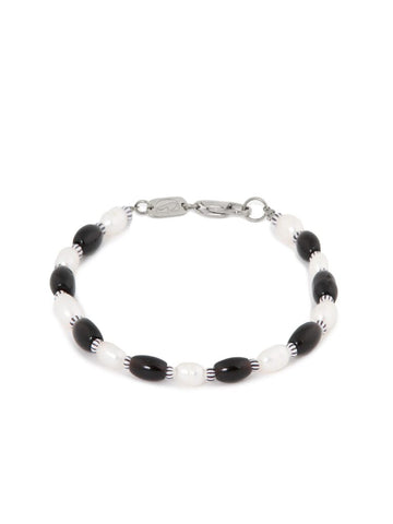 Black pearl bracelet silver