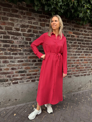 Yaskaya ls long shirt dress - Red/Pink