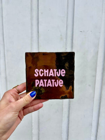 Tegel - Schatje Patatje - goud roze