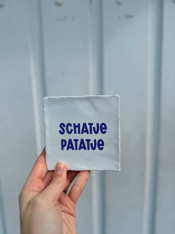Tegel - Schatje Patatje - wit paars