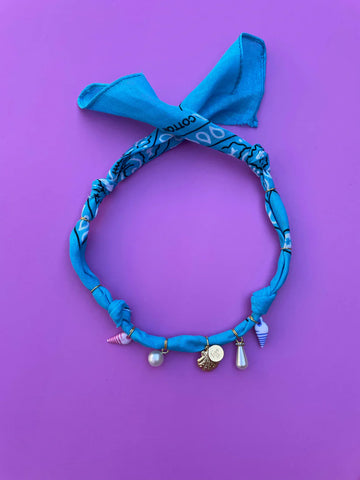 Geknoopte bandana ketting - Blauw