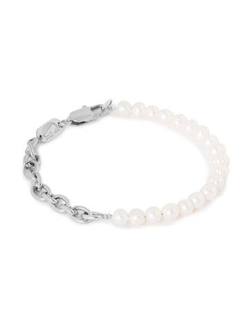 Half pearl bracelet silver