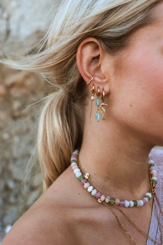 Single Fluorite heart hoop gold