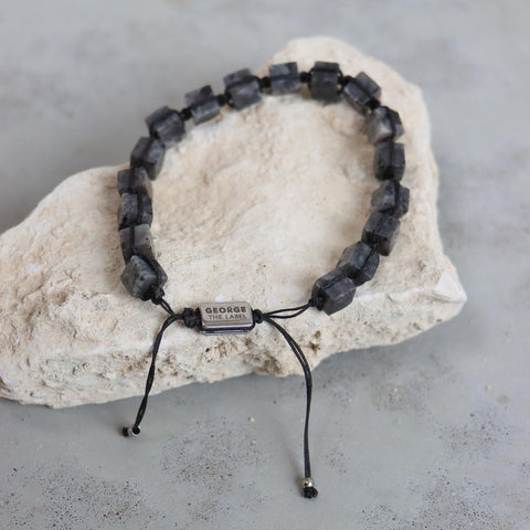 Black square bracelet silver