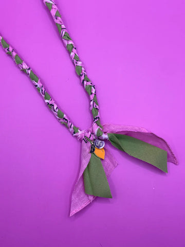 Bandana ketting - The pink & green
