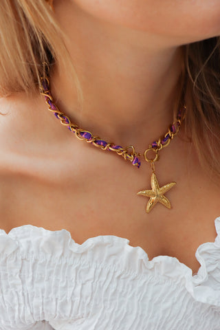 Summer knot violet necklace gold