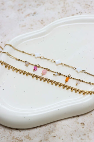 White clover anklet gold