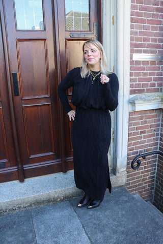 Yasyen ls long dress - black lurex