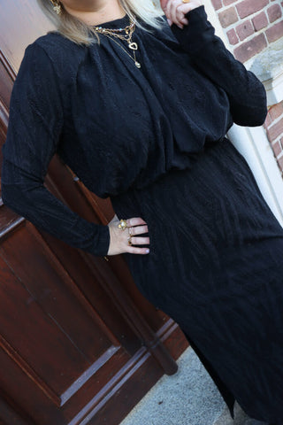 Yasyen ls long dress - black lurex