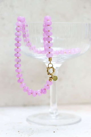 Lilac jade neckace gold