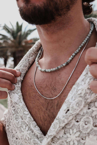 Marble green necklace silver