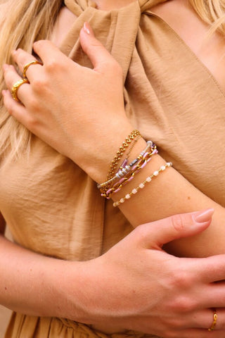 Purple tube bracelet gold